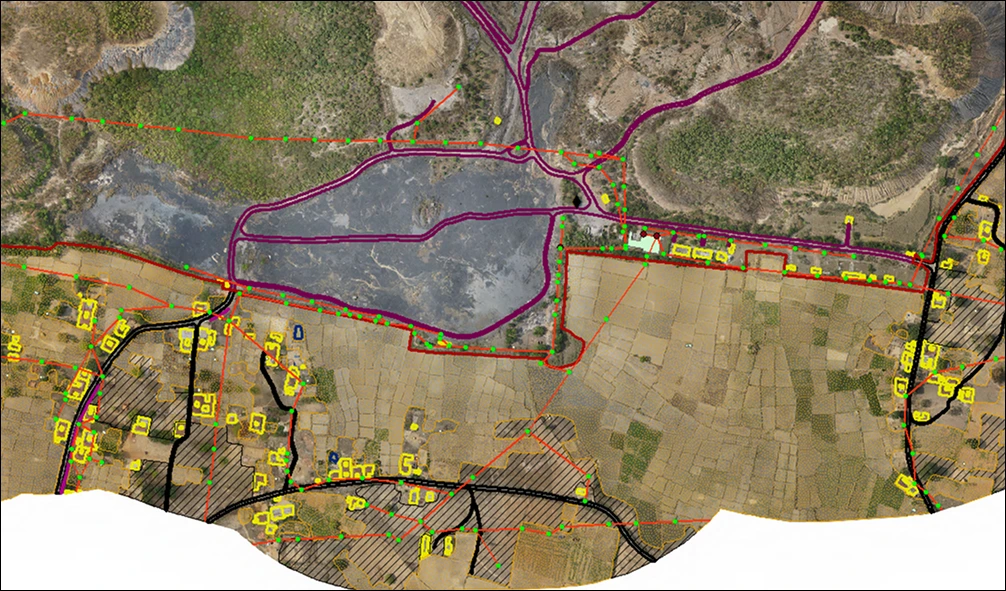 Drone-Based 2D Feature Extraction & CAD GIS Integration of Mining Area
